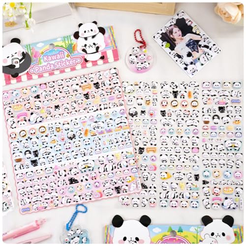 FunBlast Panda Stickers for Kids – 2 Sheets/550+ Colorful Cute Kawaii Panda Stickers, 3D Puffy Sticker Set for School Projects, Scrapbooking, DIY Crafts & Decoration (B) - Image 1