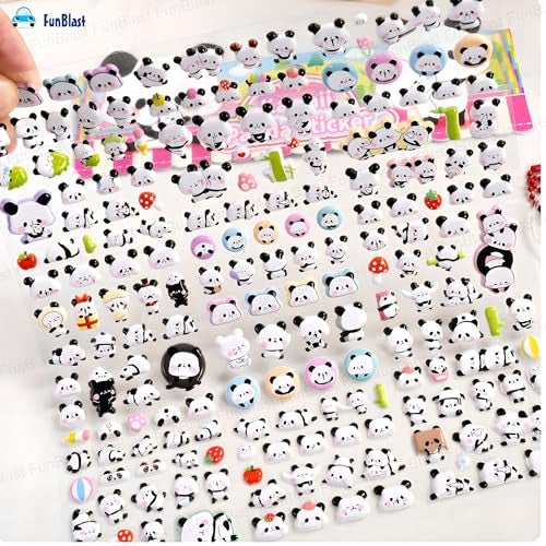 FunBlast Panda Stickers for Kids – 2 Sheets/550+ Colorful Cute Kawaii Panda Stickers, 3D Puffy Sticker Set for School Projects, Scrapbooking, DIY Crafts & Decoration (B) - Image 5