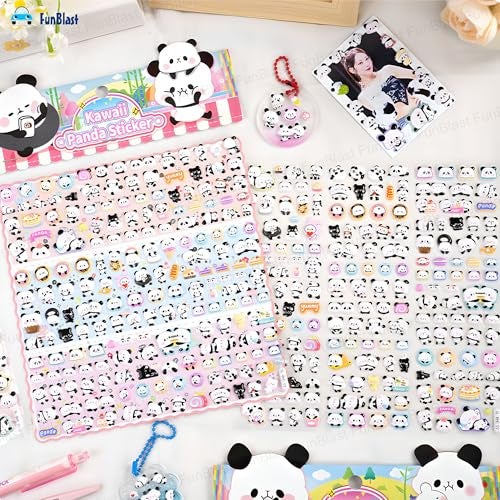 FunBlast Panda Stickers for Kids – 2 Sheets/550+ Colorful Cute Kawaii Panda Stickers, 3D Puffy Sticker Set for School Projects, Scrapbooking, DIY Crafts & Decoration (B) - Image 2