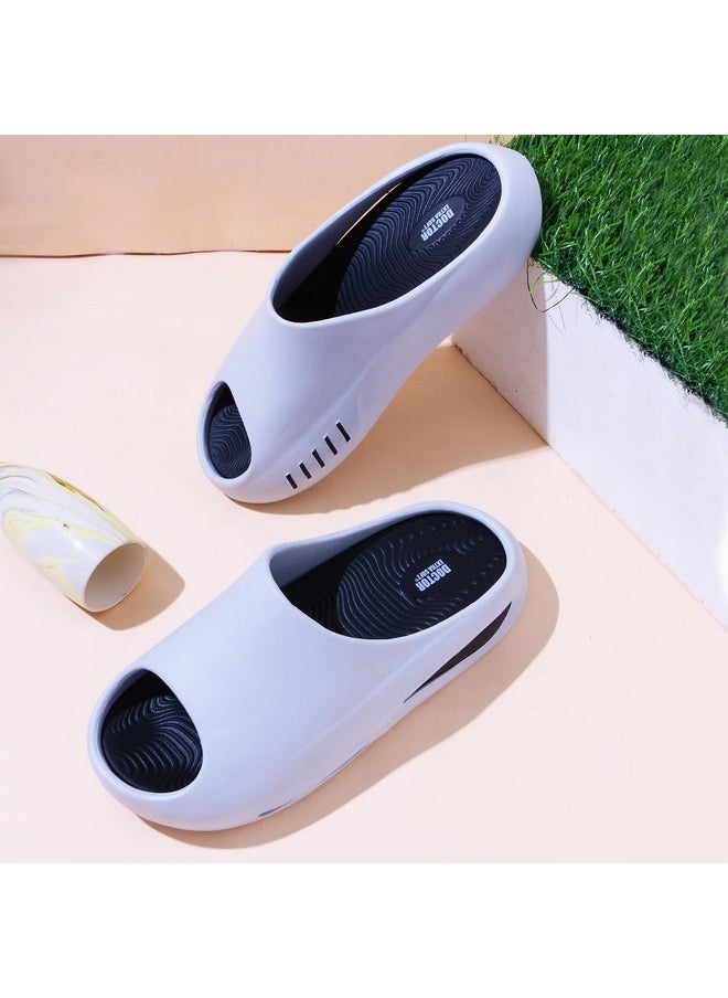 DOCTOR EXTRA SOFT - DOCTOR EXTRA SOFT Men's Classic Ultra Soft Sliders/Slippers With Cushion Footbed For Adult | Comfortable & Light Weight | Stylish & Anti-Skid | Everyday Flip Flops For Gents/Boys D-507, Light Grey - Image 1