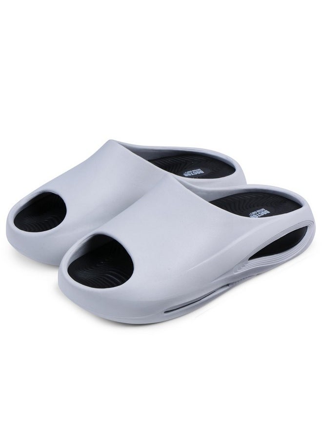 DOCTOR EXTRA SOFT - DOCTOR EXTRA SOFT Men's Classic Ultra Soft Sliders/Slippers With Cushion Footbed For Adult | Comfortable & Light Weight | Stylish & Anti-Skid | Everyday Flip Flops For Gents/Boys D-507, Light Grey - Image 1