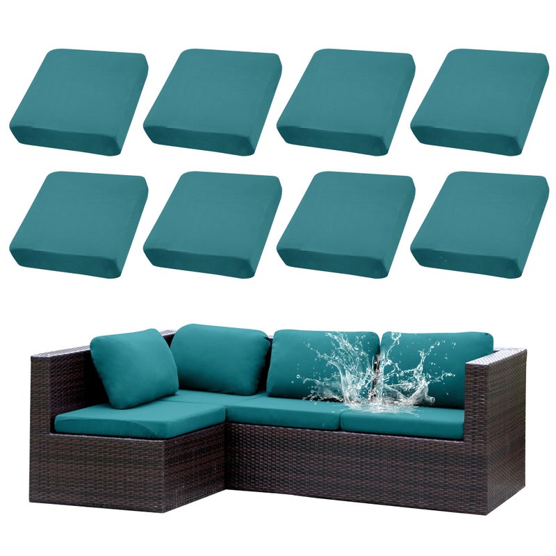 SUKAIKEQA Outdoor Cushion Covers Set,8PCS Waterproof Patio Furniture Couch Seat Slipcovers, Replacement for Sofa Sectional Chair(Coverï¼ŒOnly) - Image 1
