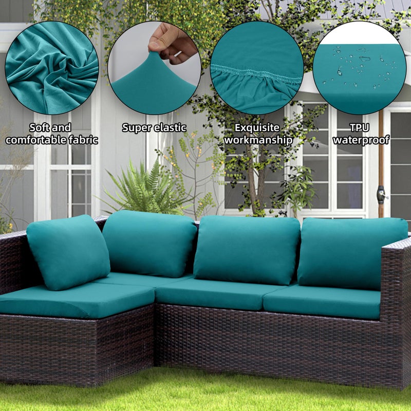 SUKAIKEQA Outdoor Cushion Covers Set,8PCS Waterproof Patio Furniture Couch Seat Slipcovers, Replacement for Sofa Sectional Chair(Coverï¼ŒOnly) - Image 4