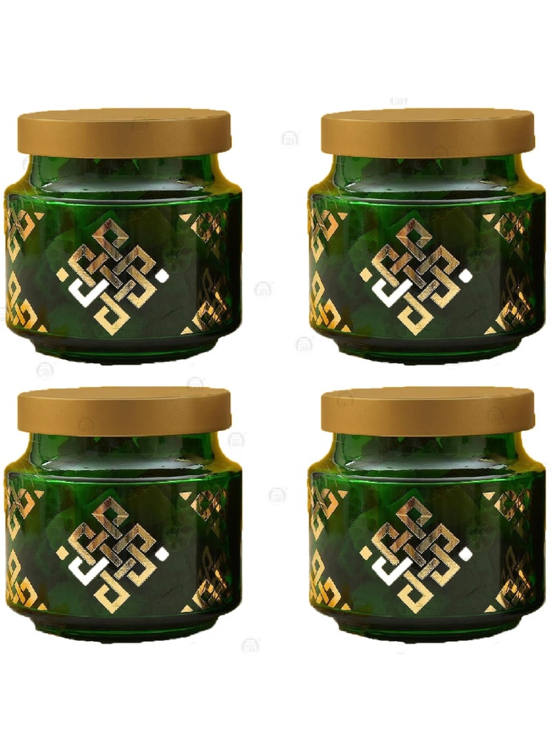 CROCO JAR Premium Color Coated & Printed Design 600 ML REJOICE TR GREEN CHEX WITH GOLDEN CAP-4 PCS - Image 1
