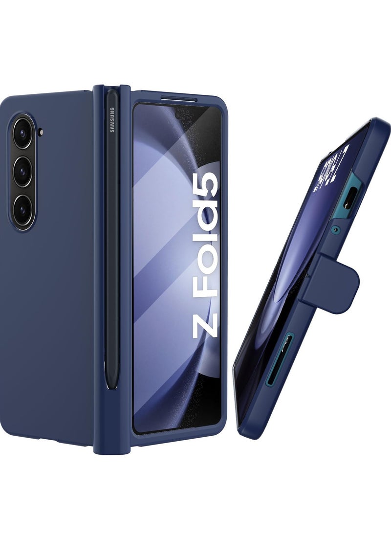 SYOSI - Galaxy Z Fold 5 Case Original Built-in Screen Protector with Pen Holder 360 Full Body Protective Cover for Samsung Galaxy Z Fold 5 5G Case, Blue - Image 1