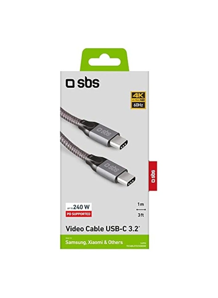 SBS USB-C to USB-C Data and Charging Cable, 1M, Fast Charge, HD Smartphone Video Transmission, 10Gbps High Speed Data Transfer, Silver - Image 3