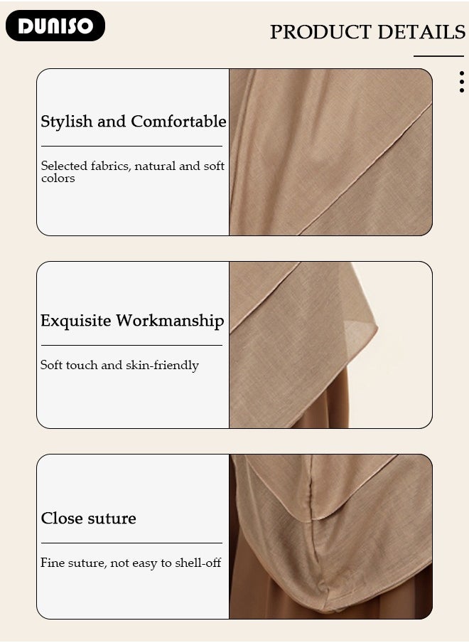 DUNISO Women Muslim Heardscarf Shawl Pullover Extra Long Prayer Hijab Muslimah one Piece Chadors Arabia Body Cover Turban Islamic Middle East Full Cover Clothing  - Image 2