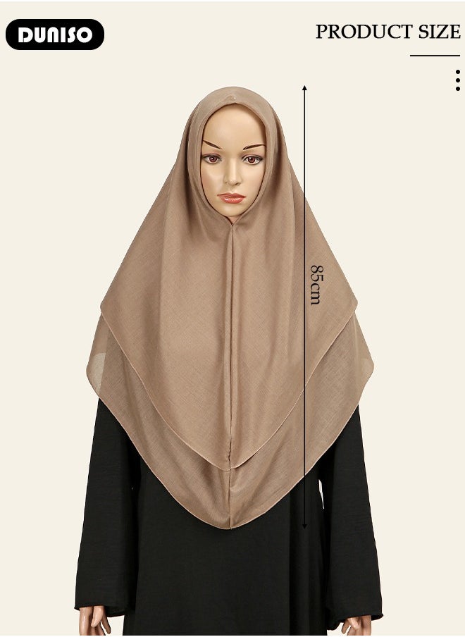 DUNISO Women Muslim Heardscarf Shawl Pullover Extra Long Prayer Hijab Muslimah one Piece Chadors Arabia Body Cover Turban Islamic Middle East Full Cover Clothing  - Image 4