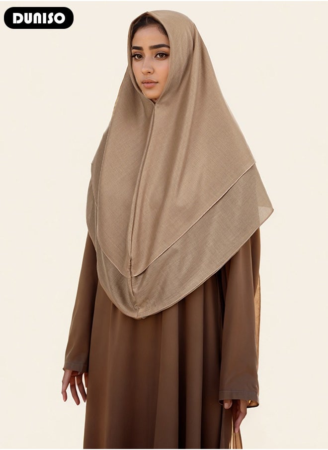 DUNISO Women Muslim Heardscarf Shawl Pullover Extra Long Prayer Hijab Muslimah one Piece Chadors Arabia Body Cover Turban Islamic Middle East Full Cover Clothing  - Image 5