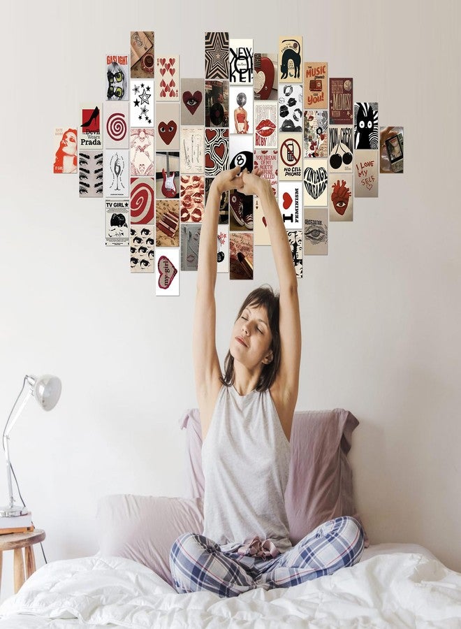 Uniro Downtown Girl Room Decor, 50pcs Y2k Posters with Stickers, Vintage Downtown Girl Wall Collage Kit, Retro Dark Red Coquette Wall Art for Teen Girls Bedroom Dorm Decor - Image 3