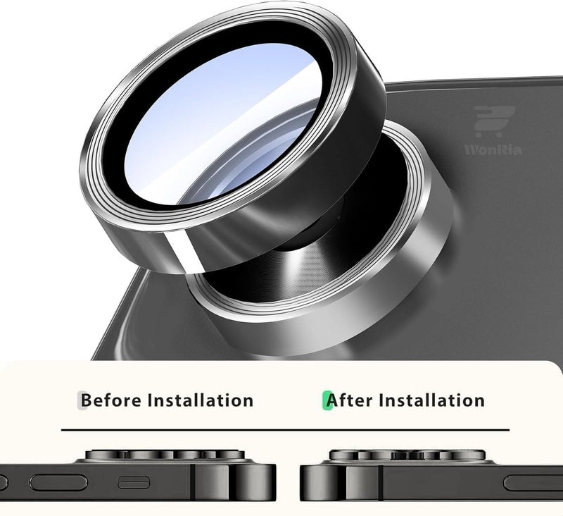 WonReza ® Pack 1 - Camera lens Protector Ring for iPhone 17 Air 5G Camera Tempered Glass Aluminum Alloy Rings, Ultra-HD Metal Frame- Black - Image 5