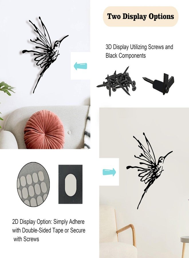 LIYAOLI 3D Metal Hummingbird Wall Art - Unique Black Outdoor Garden Decor, Waterproof Bird Sculpture for Patio, Living Room, Bedroom & Bathroom - Image 4