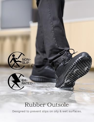 Bruno Marc Men's Non Slip Work Shoes Walking Zapatos Trabajo Black & Lightweight Food Service Chef Kitchen Restaurant Resistant Sneakers,Size 13,Black,SBWO2302M - Image 2