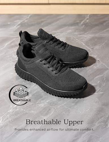 Bruno Marc Men's Non Slip Work Shoes Walking Zapatos Trabajo Black & Lightweight Food Service Chef Kitchen Restaurant Resistant Sneakers,Size 13,Black,SBWO2302M - Image 3