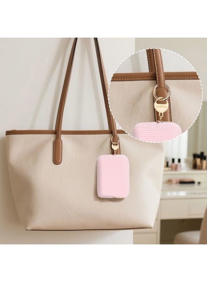 Playexen Mini Makeup Bag, Corduroy Small Cosmetic Bag for Purse with Ring Buckle, Portable Travel Makeup Pouch for Lipsticks, Chapsticks, Coin, Earphone, Credit Card (Beige) - Image 4
