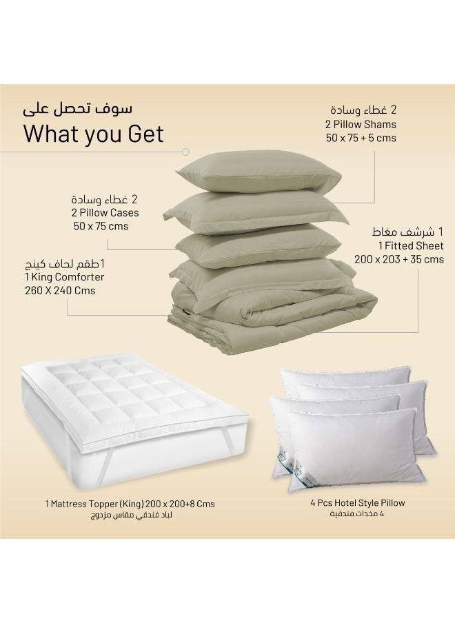 Donetella Hotel Style Super Saver Package -6 Pcs Comforter Set Grey +Mattress Topper + 4 Pillows ,King Size.  - Image 2