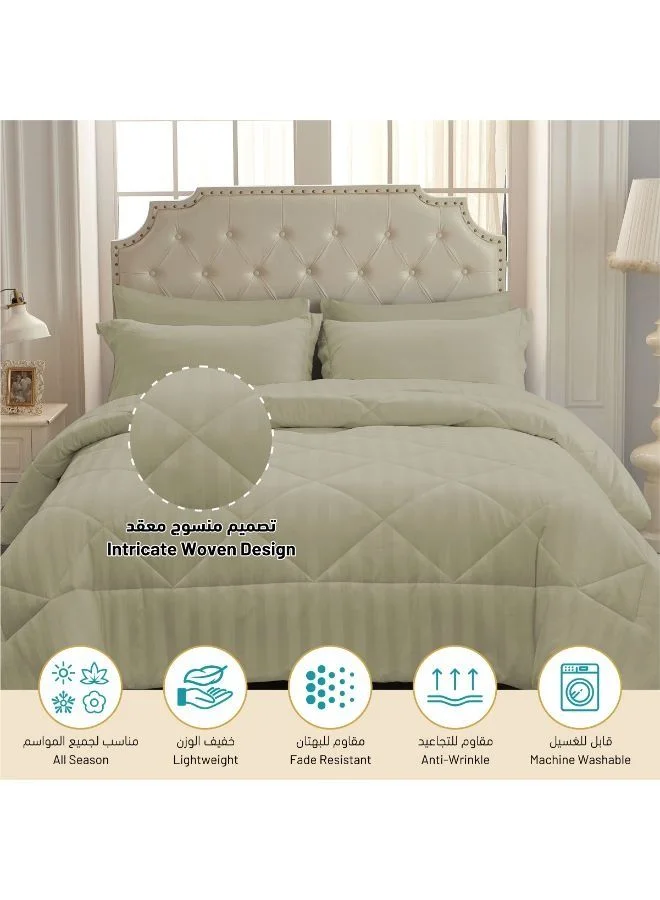 Donetella Hotel Style Super Saver Package -6 Pcs Comforter Set Grey +Mattress Topper + 4 Pillows ,King Size.