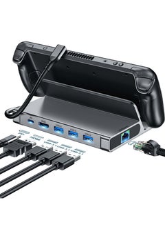 Excefore 6-in-1 Docking Station for Steam Deck, HDMI 2.0 4K@60Hz, Gigabit Ethernet, 3 USB-A 3.0, USB-C PD Port for Full Speed Charging - Compatible with Valve Stream Deck Accessories  - Image 1