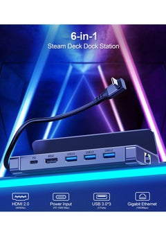 Excefore 6-in-1 Docking Station for Steam Deck, HDMI 2.0 4K@60Hz, Gigabit Ethernet, 3 USB-A 3.0, USB-C PD Port for Full Speed Charging - Compatible with Valve Stream Deck Accessories  - Image 2
