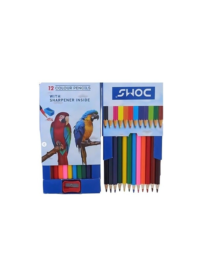 دومس علبة تلوين خشبية 12 لون – مثالية للرسم والإبداع - Image 1