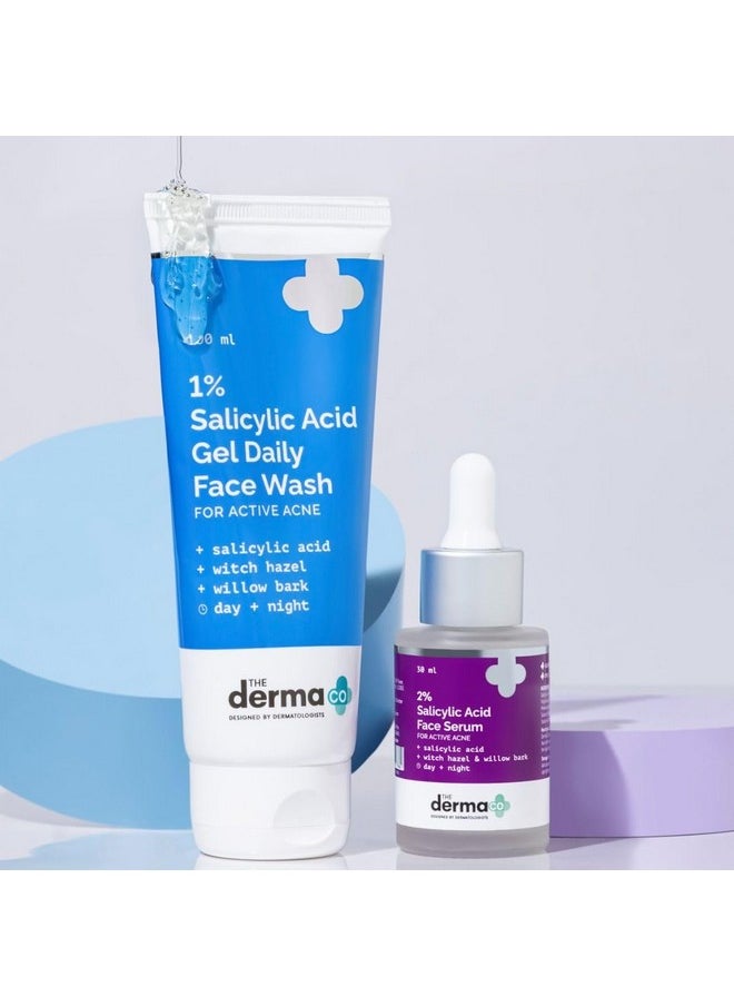 THE derma Co Anti-Acne Regimen Combo - 1% Salicylic Acid Gel Face Wash (100 Ml) + 2% Salicylic Acid Serum (30 Ml)  - Image 2