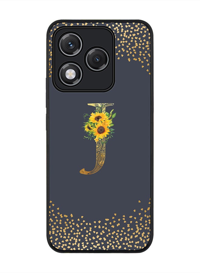 Stylizedd For Honor 400 Lite Case,Slim fit Camera Protection, Shockproof Thin Phone cover  - Custom Floral Monogram - J  (Grey )