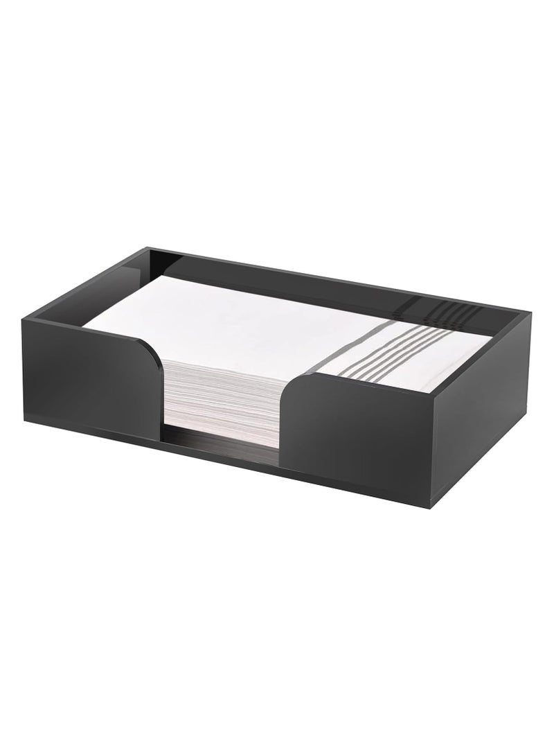 TPGP Napkin Holder Acrylic Guest Towel Holder Tray for Bathroom, Stylish Bathroom Napkin Holder Tray Decorative Black Napkin Holder for Bathroom Toilet Dining Table Kitchen Party Holiday - Image 1