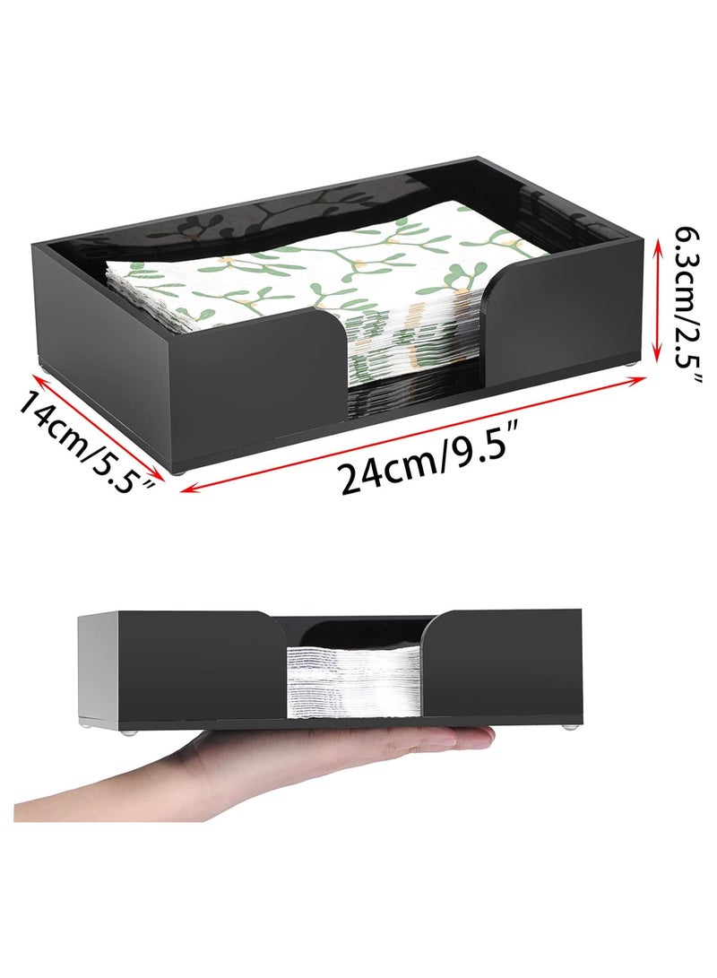 TPGP Napkin Holder Acrylic Guest Towel Holder Tray for Bathroom, Stylish Bathroom Napkin Holder Tray Decorative Black Napkin Holder for Bathroom Toilet Dining Table Kitchen Party Holiday - Image 3