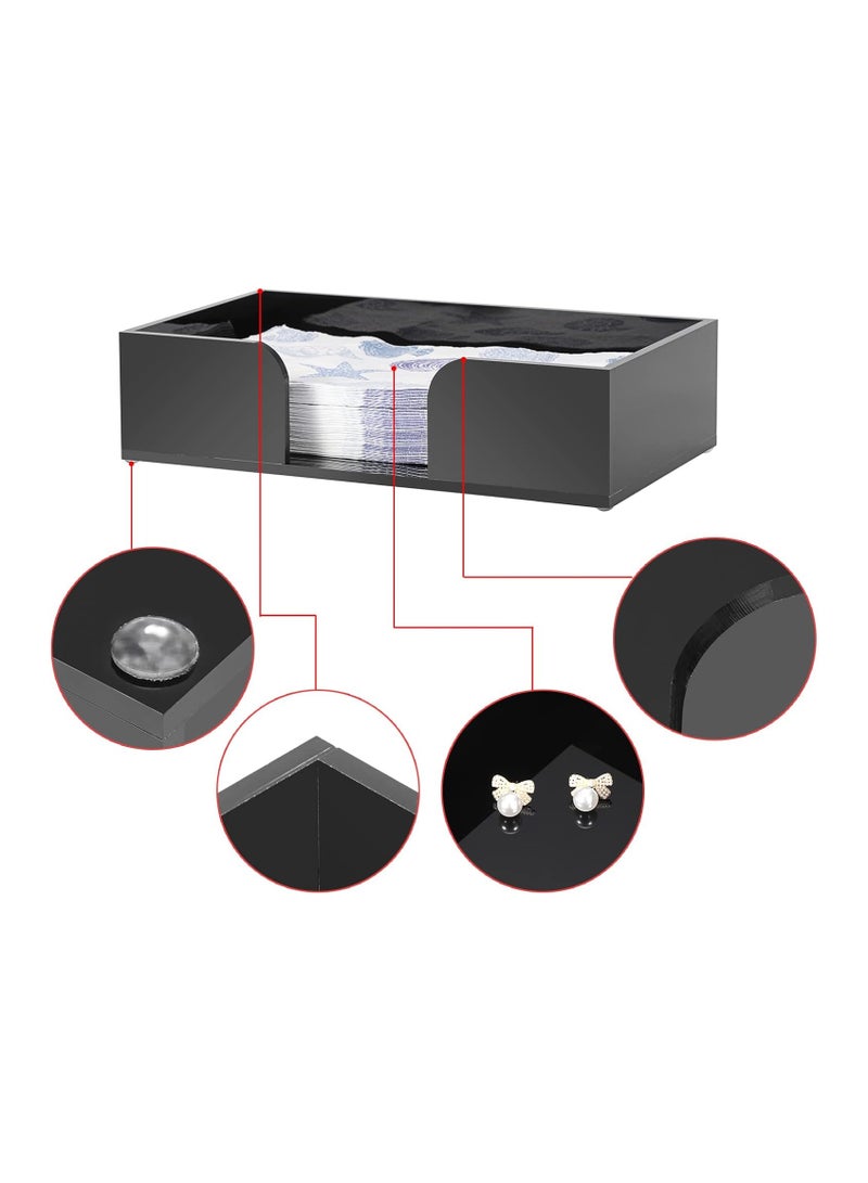 TPGP Napkin Holder Acrylic Guest Towel Holder Tray for Bathroom, Stylish Bathroom Napkin Holder Tray Decorative Black Napkin Holder for Bathroom Toilet Dining Table Kitchen Party Holiday - Image 2