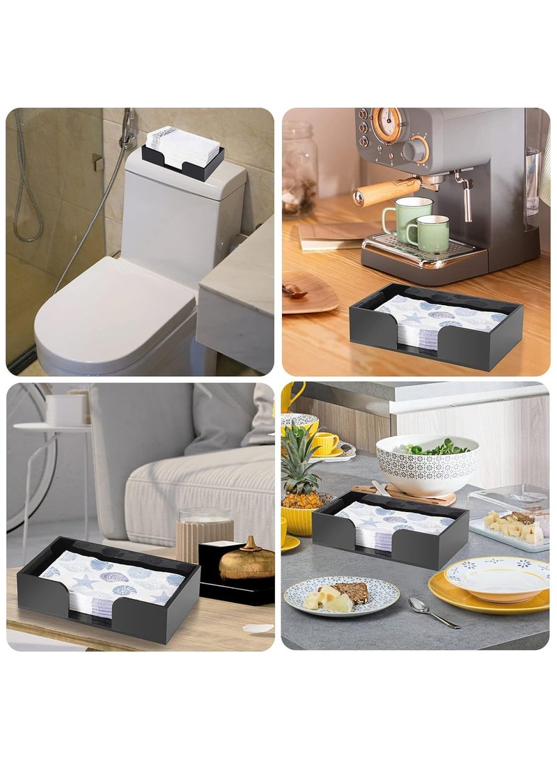 TPGP Napkin Holder Acrylic Guest Towel Holder Tray for Bathroom, Stylish Bathroom Napkin Holder Tray Decorative Black Napkin Holder for Bathroom Toilet Dining Table Kitchen Party Holiday - Image 4