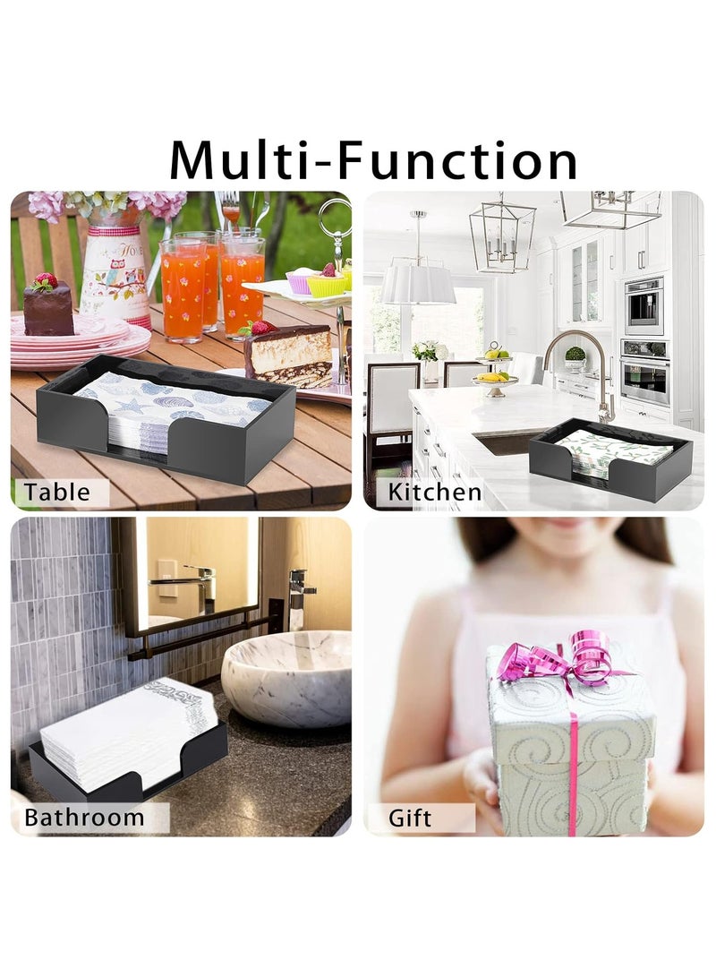 TPGP Napkin Holder Acrylic Guest Towel Holder Tray for Bathroom, Stylish Bathroom Napkin Holder Tray Decorative Black Napkin Holder for Bathroom Toilet Dining Table Kitchen Party Holiday - Image 5