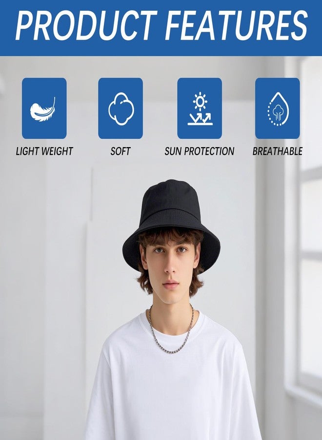 DASSNANE Sublimation Bucket Hat Bulk for Women Men Summer Travel Beach Sun Hat Cap Unisex Custom Made Blank Hats DIY, 8pcs Black Bucket Hat, L - Image 4