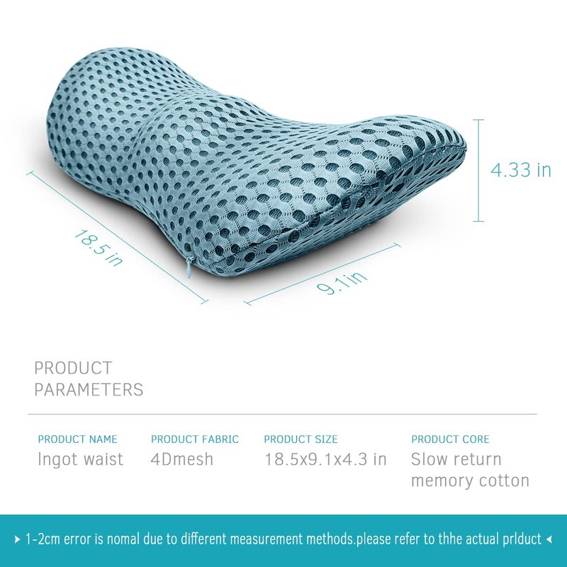 Panduo Lumbar Support Pillow for Office Chair, Memory Foam Lumbar Pillow for Lower Back Pain Relief - Black (Blue) - Image 4