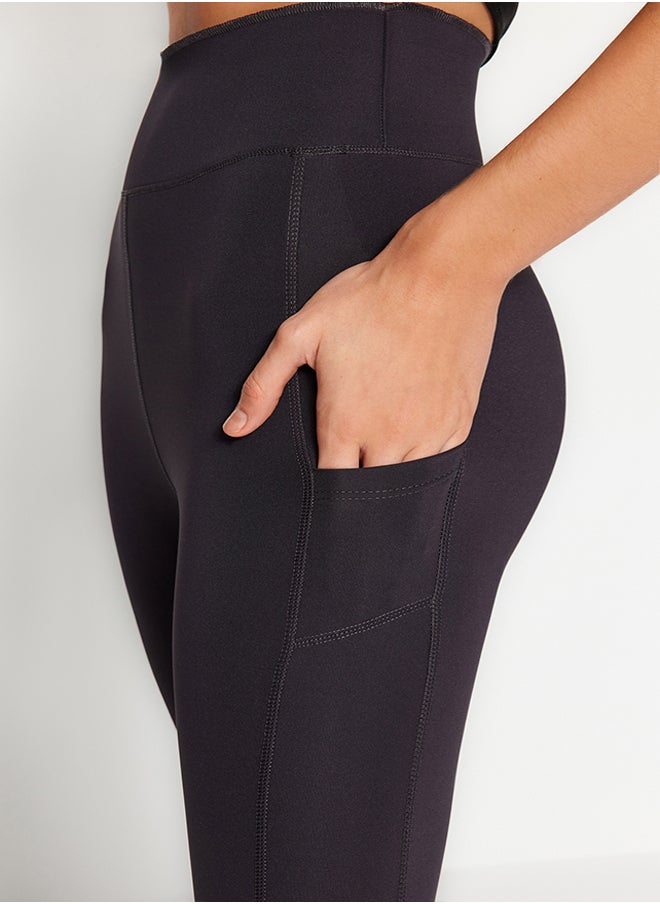 trendyol Dark Anthracite Matte Full Length Knitted Sports Tights with Extra Tummy Control Layer THMAW24TY00026  - Image 1