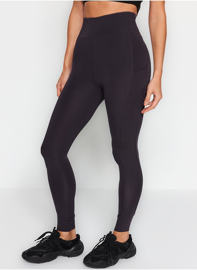 trendyol Dark Anthracite Matte Full Length Knitted Sports Tights with Extra Tummy Control Layer THMAW24TY00026  - Image 4