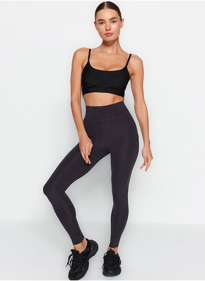 trendyol Dark Anthracite Matte Full Length Knitted Sports Tights with Extra Tummy Control Layer THMAW24TY00026  - Image 3