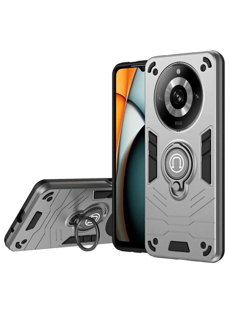 GOLDEN MASK GOLDEN MASK For Realme 11 Pro Plus/Realme 11 Pro Armored Window Bracket Camera Shield Cover Camera Lend Protection With Ringe (Grey)  - Image 2