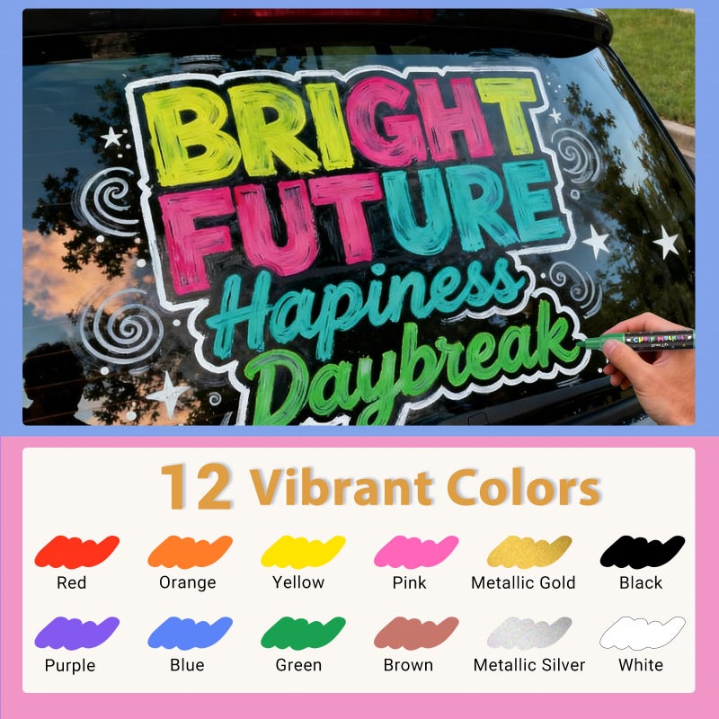 SAKEYR 12 Dual Tip Liquid Chalk Markers - Erasable Marker Pens for Blackboard, Chalkboard Signs, Glass, Chalk Pens Wet Erase Makers for Bar Menu, School,Wedding Sign, Just Married Car Windows Decorations - Image 5