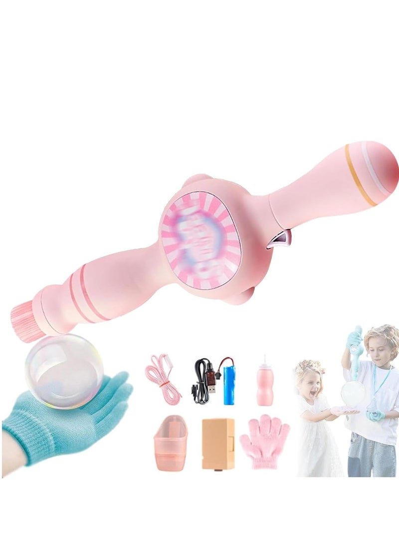 Paka Rabbit Colored  Bubble Machine, Bubble Machine Elastic Bubble Mist Bubble Machine with elastic  effect, lightweight design, interactive bubbles, colored lights (pink) - Image 1
