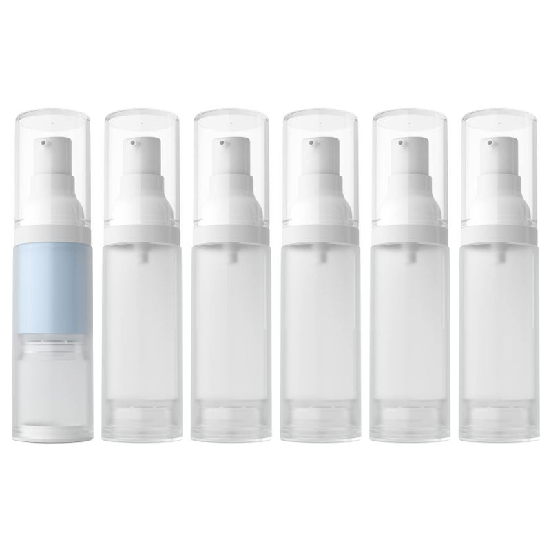 LONGWAY 1oz 30ml Airless Cosmetic Cream Pump Bottle Travel Size Dispenser Refillable ContainersFoundation Travel Pump Bottle for ShampooPack of 6 Frosted Translucent