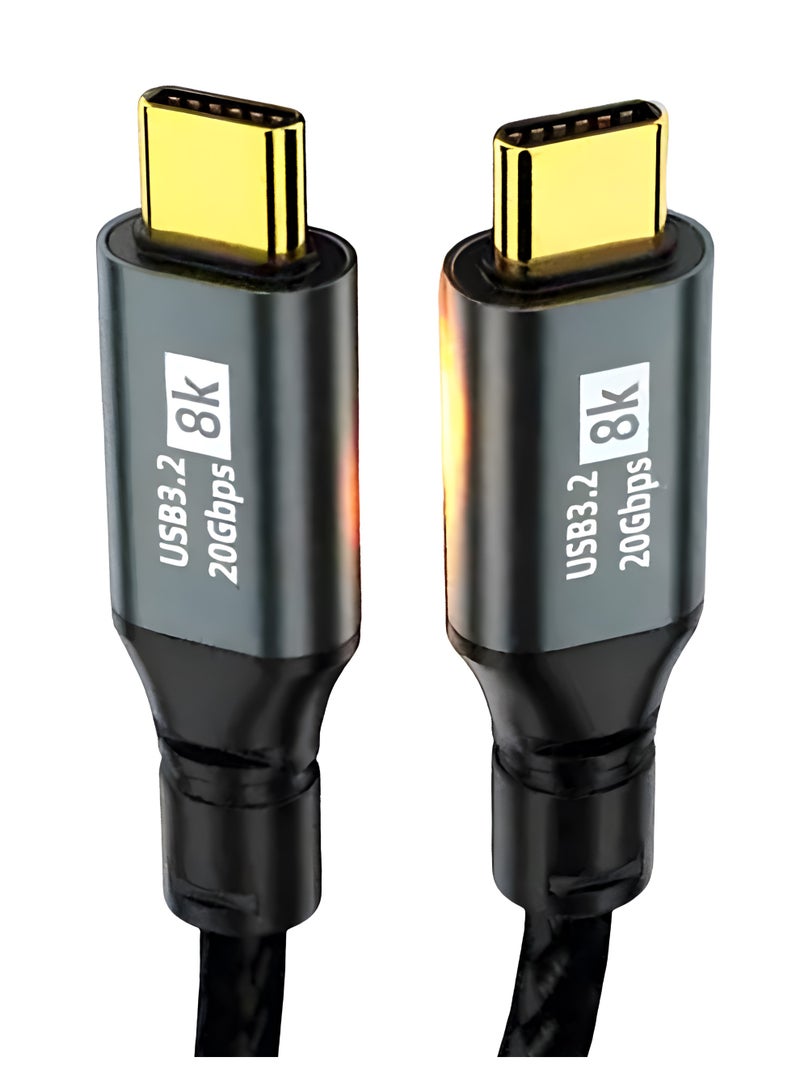 سيزمي ✦ كابل USB-C بسرعة 20Gbps وقدرة 100W ⌁ USB 3.2 Gen 2x2 | شحن سريع 100W عبر Power Delivery PD 3.0 | USB4 Gen2 | يدعم 8K UHD و4K@60Hz | متوافق مع iPhone وSamsung وغيرها | USB-C | تصميم مضفّر + شريط تثبيت Hook-and-Loop | بطول 1 متر - Image 2