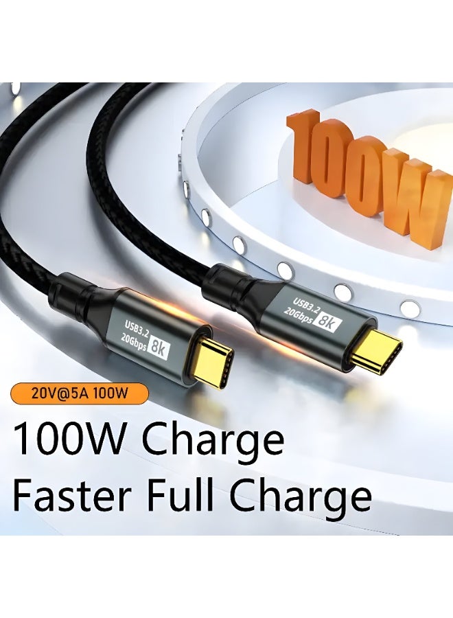 سيزمي ✦ كابل USB-C بسرعة 20Gbps وقدرة 100W ⌁ USB 3.2 Gen 2x2 | شحن سريع 100W عبر Power Delivery PD 3.0 | USB4 Gen2 | يدعم 8K UHD و4K@60Hz | متوافق مع iPhone وSamsung وغيرها | USB-C | تصميم مضفّر + شريط تثبيت Hook-and-Loop | بطول 1 متر - Image 5