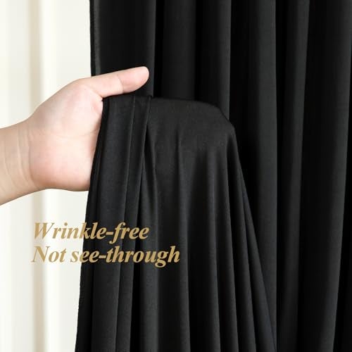 Shillance Black Backdrop Curtains Wrinkle Free Black Photo Backdrop Drapes for Wedding Birthday Party Backdrop Drapes Graduation Background Backdrop Stand 5ft x 10ft, 2 Panels - Image 3