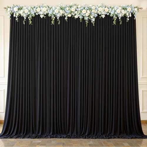 Shillance Black Backdrop Curtains Wrinkle Free Black Photo Backdrop Drapes for Wedding Birthday Party Backdrop Drapes Graduation Background Backdrop Stand 5ft x 10ft, 2 Panels - Image 2