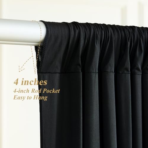 Shillance Black Backdrop Curtains Wrinkle Free Black Photo Backdrop Drapes for Wedding Birthday Party Backdrop Drapes Graduation Background Backdrop Stand 5ft x 10ft, 2 Panels - Image 5