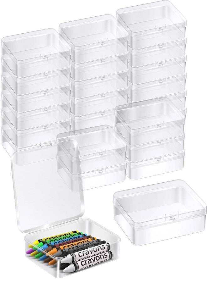 BeapTcely 24 Pcs Clear Crayon Box Holds 24 Crayons, 4.5 x 3.4 Inch Plastic Stackable Case Mini Storage Containers Box with Hinged Lid for School Classroom Office Supply (Clear) - Image 1