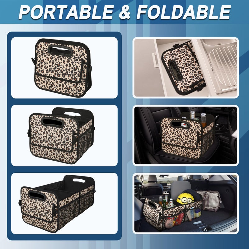 Deosk Car Trunk Organzier for suv,Car Organziers and Storage with 6 Big Pocket for Women/Men 50L Waterproof Polyester Trunk Organzier for Minivan/Truck(Medium,Leopard print) - Image 4