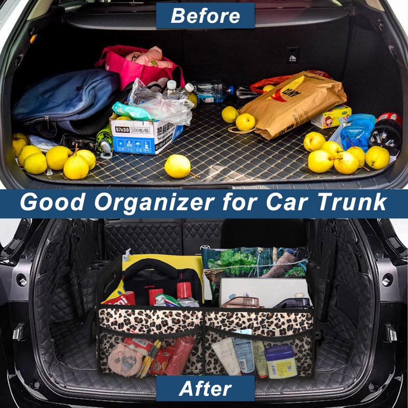 Deosk Car Trunk Organzier for suv,Car Organziers and Storage with 6 Big Pocket for Women/Men 50L Waterproof Polyester Trunk Organzier for Minivan/Truck(Medium,Leopard print) - Image 5