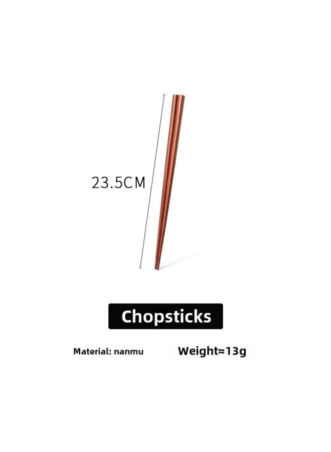 Solid Wood Spoon And Chopsticks Set Two-piece Japanese Style Wooden Chopsticks Travel Tableware Household Portable Nanmu Spoon And Chopsticks Set Lotus-Specifications:23.5 Nanmu Chopsticks  - Image 1