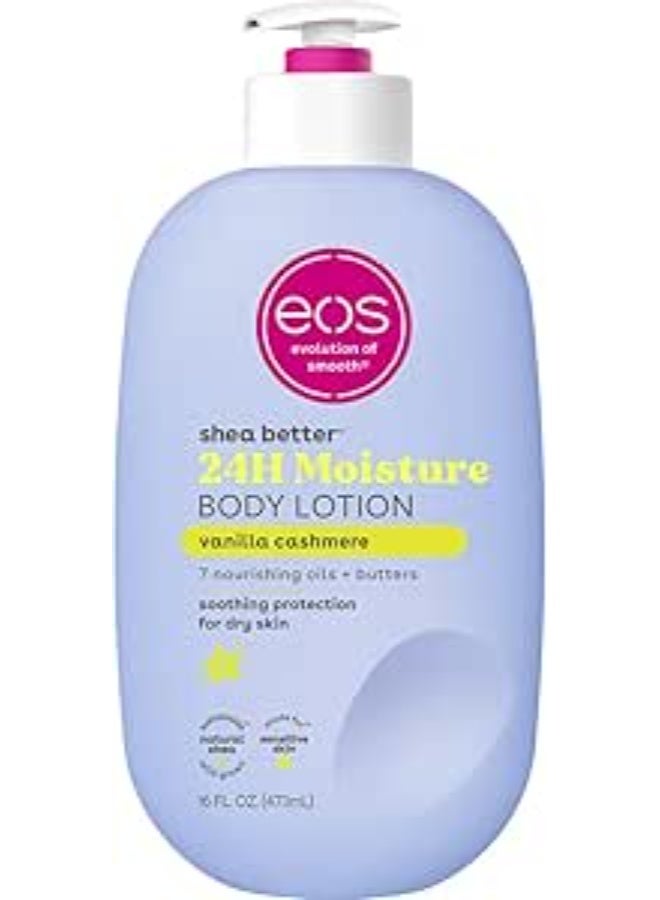 إي أو اس لوشن الجسم eos Shea Better - الفانيليا الكشمير، العناية بالبشرة المرطبة على مدار 24 ساعة، خفيف الوزن وغير دهني، مصنوع من الشيا الطبيعية، نباتي، 16 أونصة سائلة - Image 1